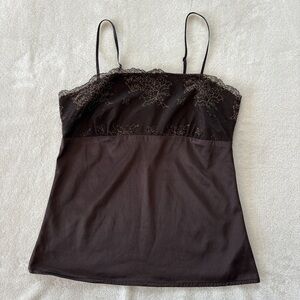 Vintage Y2K Women's XS New York & Co. Satin Lace Brown Cami
